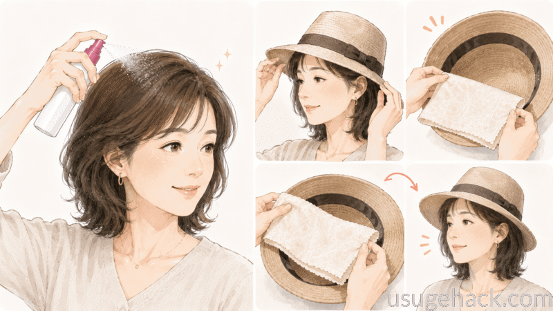 普段使いで帽子への色移りはほぼないが心配ならハンカチ一枚で防げる