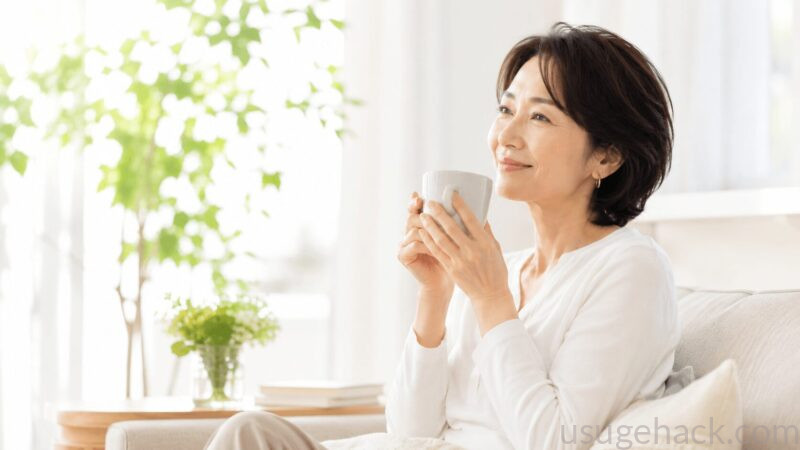 ほっと一息ついている女性のイメージ