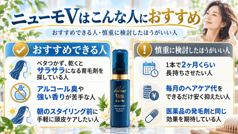 ニューモVをおすすめできる人と慎重に検討したほうがいい人の比較