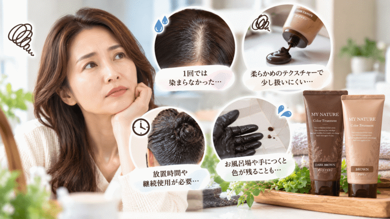 マイナチュレ オールインワン カラートリートメントの悪い口コミ・「染まらない」噂の真相